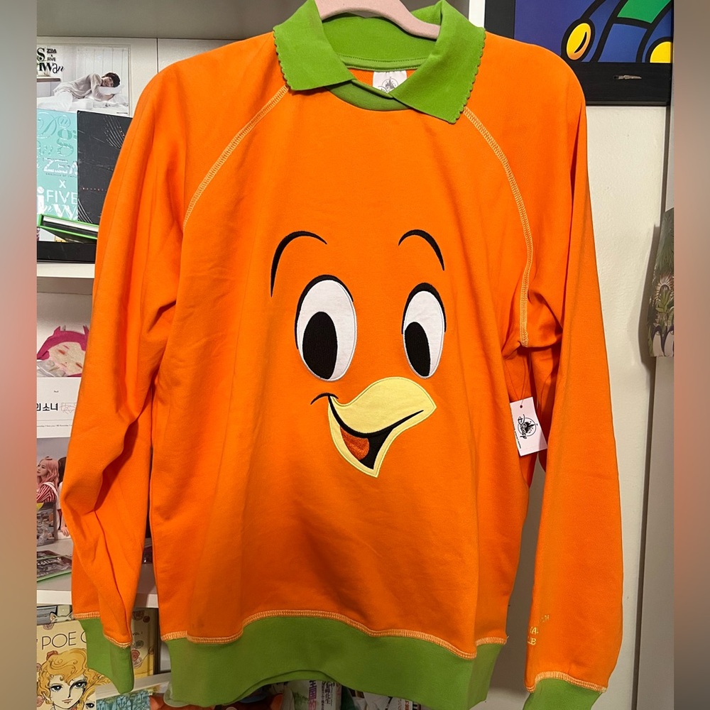 Disney Parks Sweater Orange Bird Pullover Florida Embroidered Adult Sz S NWT